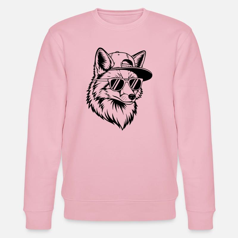 Cool fox with cap and sunglasses - Stanley/Stella CHANGER Unisex Organic Sweatshirt - cotton pink