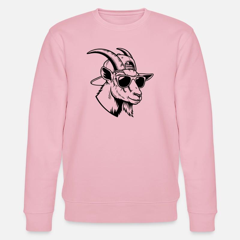 Cool goat with sunglasses and cap - Stanley/Stella CHANGER Unisex Organic Sweatshirt - cotton pink