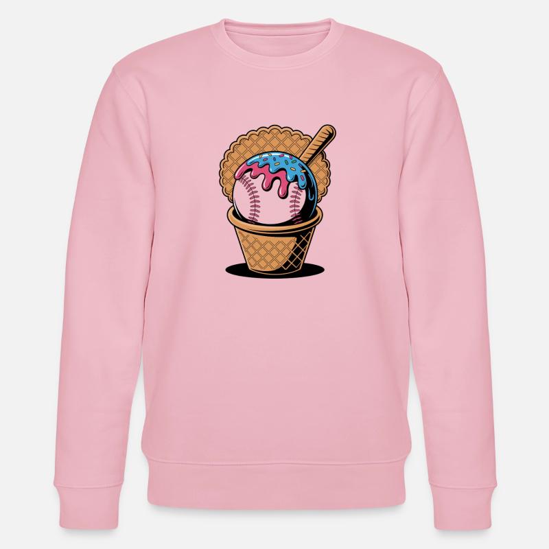 Baseball Eiscreme In Waffel Mit Schläger - Stanley/Stella Unisex Bio-Sweatshirt CHANGER  - Hellrosa