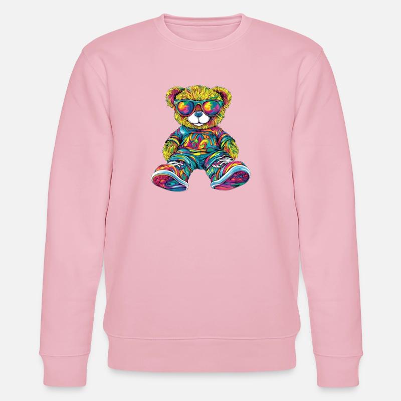 Bunter Bären-Teddy mit Sonnenbrille - Stanley/Stella Unisex Bio-Sweatshirt CHANGER  - Hellrosa