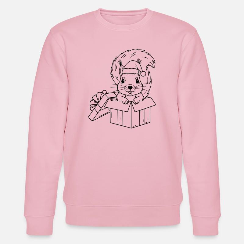 Süßes Weihnachts-Eichhörnchen in Geschenkbox - Stanley/Stella Unisex Bio-Sweatshirt CHANGER  - Hellrosa