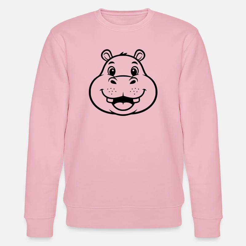 Lachendes Hippo Gesicht Kopf Vektor - Stanley/Stella Unisex Bio-Sweatshirt CHANGER  - Hellrosa
