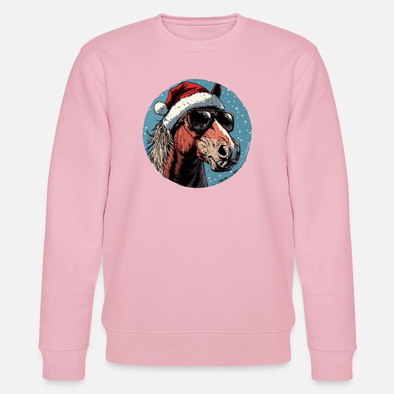 Weihnachts-Pferd mit Sonnenbrille - Stanley/Stella Unisex Bio-Sweatshirt CHANGER  - Hellrosa