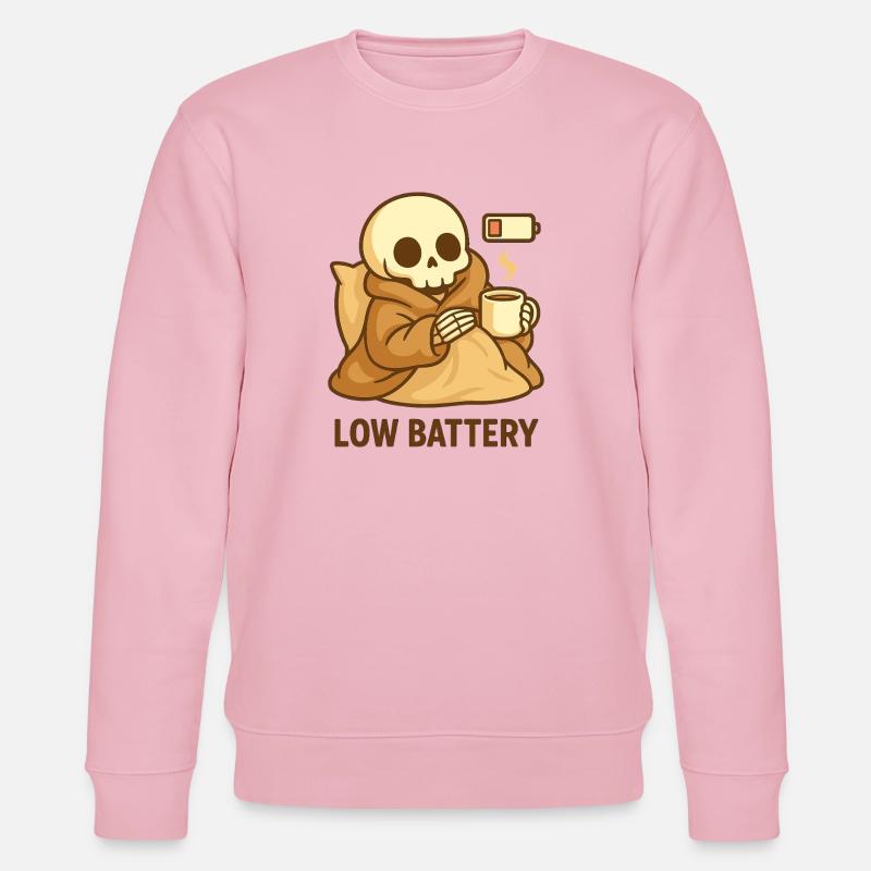 Low Battery Skelett – Cozy müde - Stanley/Stella Unisex Bio-Sweatshirt CHANGER  - Hellrosa
