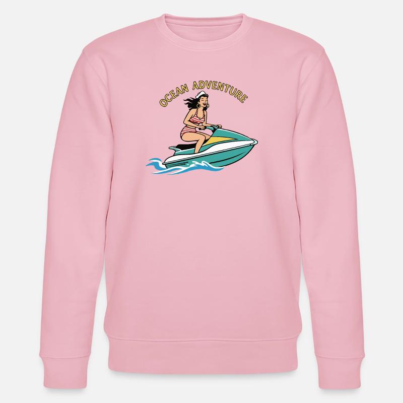 Pin-up-Mädchen auf Jetski - Stanley/Stella Unisex Bio-Sweatshirt CHANGER  - Hellrosa
