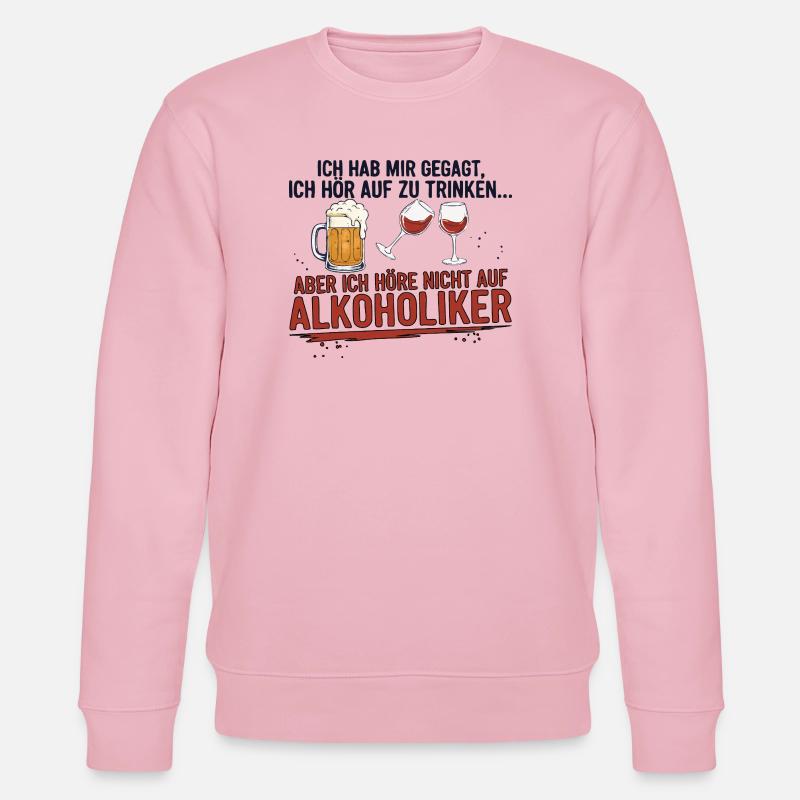 Witziger Trinkspruch mit Bier & Wein - Stanley/Stella Unisex Bio-Sweatshirt CHANGER  - Hellrosa
