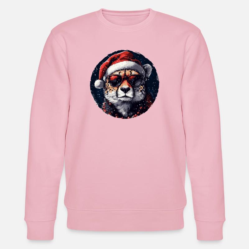 Leopard Santa mit Sonnenbrille - Stanley/Stella Unisex Bio-Sweatshirt CHANGER  - Hellrosa