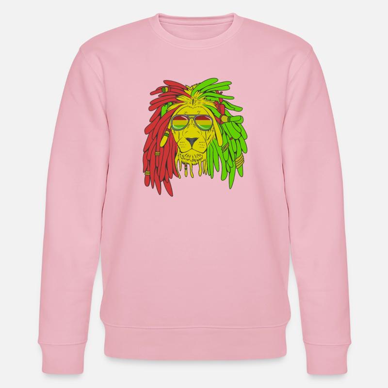 Rasta Lion Dreadlocks Reggae Musik Jamaika Geschenk-ID - Stanley/Stella Unisex Bio-Sweatshirt CHANGER  - Hellrosa
