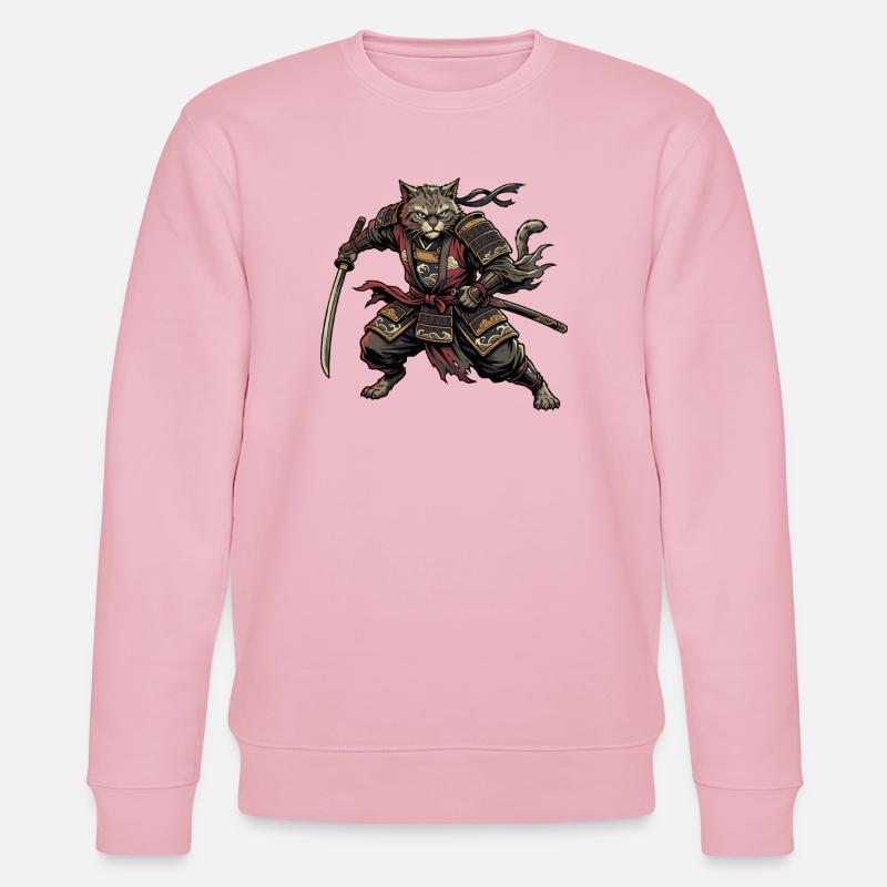 Cat Samurai Warrior - Stanley/Stella CHANGER Unisex Organic Sweatshirt - cotton pink