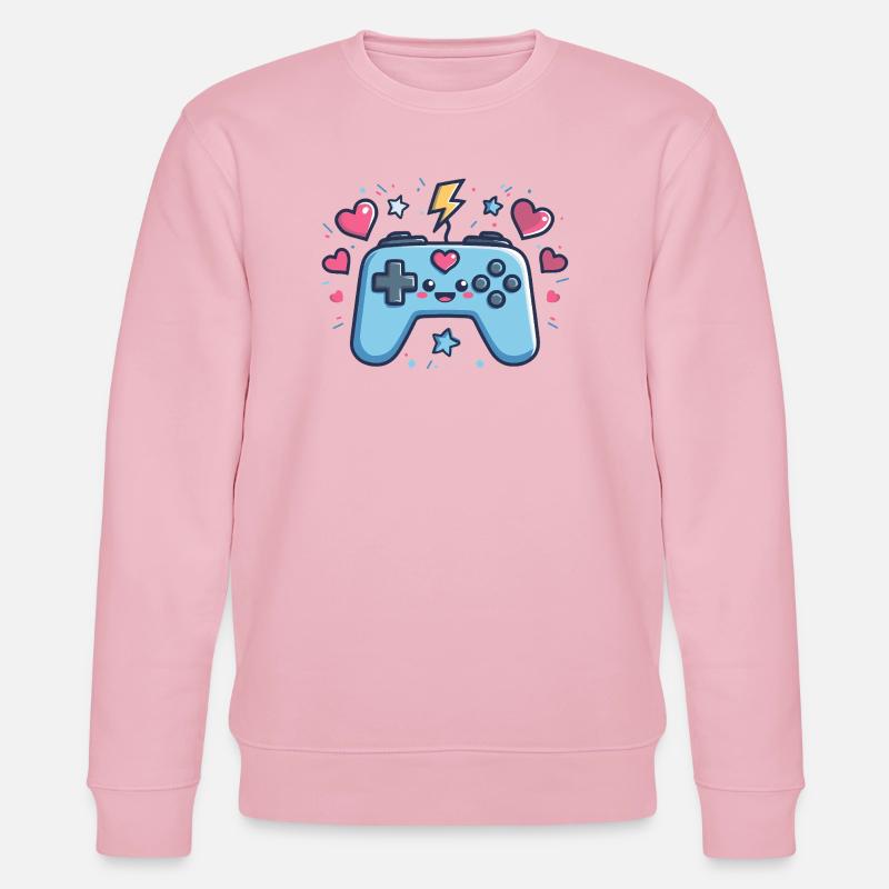 Kawaii Game Controller Herz Design - Stanley/Stella Unisex Bio-Sweatshirt CHANGER  - Hellrosa