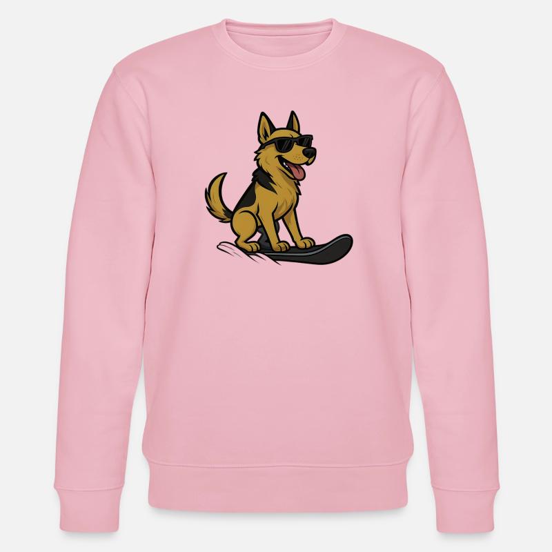 Snowboard Hund Deutscher Schäferhund Wintersport - Stanley/Stella Unisex Bio-Sweatshirt CHANGER  - Hellrosa