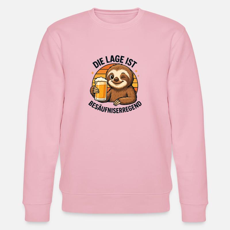 Sloth mit Bier: Besäufniserregende Lage Faultier - Stanley/Stella Unisex Bio-Sweatshirt CHANGER  - Hellrosa