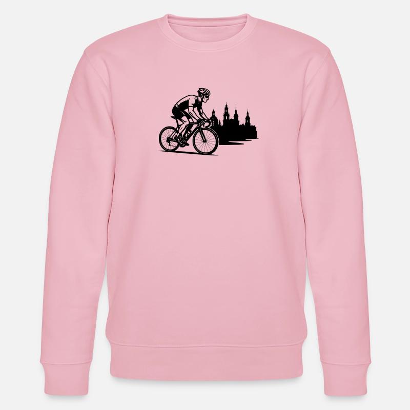 Rennradfahrer vor Dresdner Skyline - Stanley/Stella Unisex Bio-Sweatshirt CHANGER  - Hellrosa