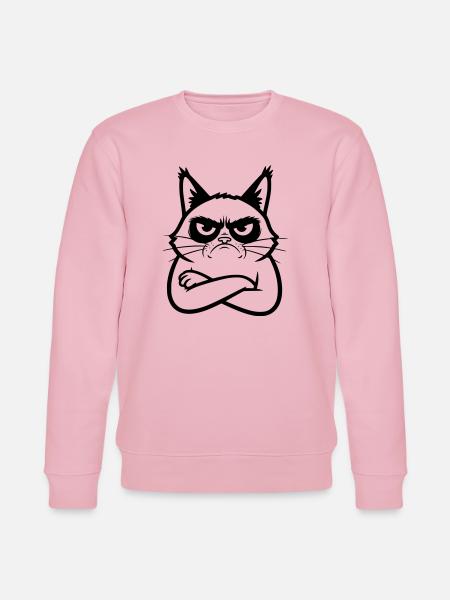 Cat Line Art Cartoon Illustration - Stanley/Stella CHANGER Unisex Organic Sweatshirt - cotton pink