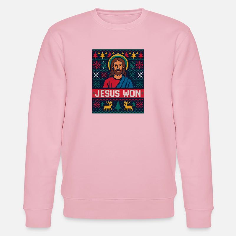 Jesus Won Pixel Weihnachtschristlicher Glaube - Stanley/Stella Unisex Bio-Sweatshirt CHANGER  - Hellrosa