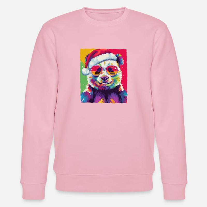 Portrait de Noël du panda - Sweat bio CHANGER Stanley/Stella Unisexe - rose pâle