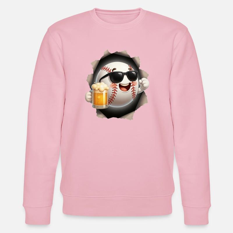Baseball Spaß-Maske mit Bierglas - Stanley/Stella Unisex Bio-Sweatshirt CHANGER - Hellrosa
