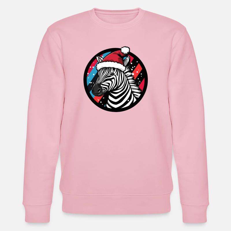 Zebra mit Weihnachtsmütze - Stanley/Stella Unisex Bio-Sweatshirt CHANGER  - Hellrosa