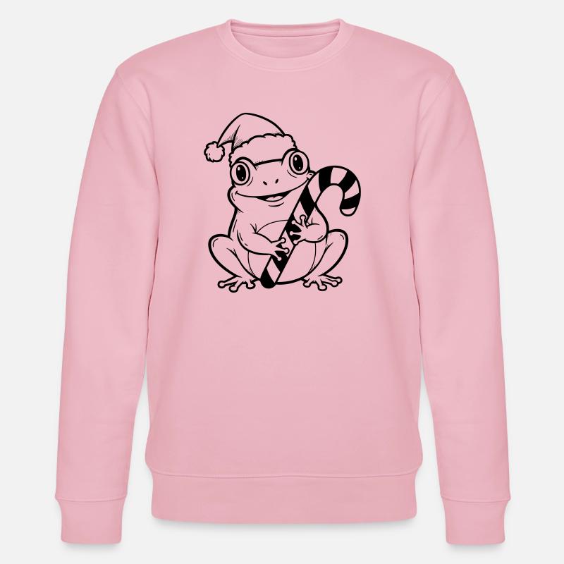 Weihnachtsfrosch mit Zuckerstange - Stanley/Stella Unisex Bio-Sweatshirt CHANGER  - Hellrosa