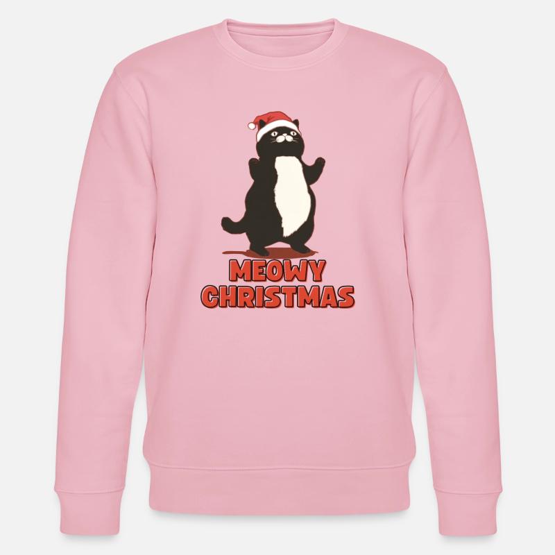 Meowy Christmas – Dicke Weihnachtskatze - Stanley/Stella Unisex Bio-Sweatshirt CHANGER  - Hellrosa