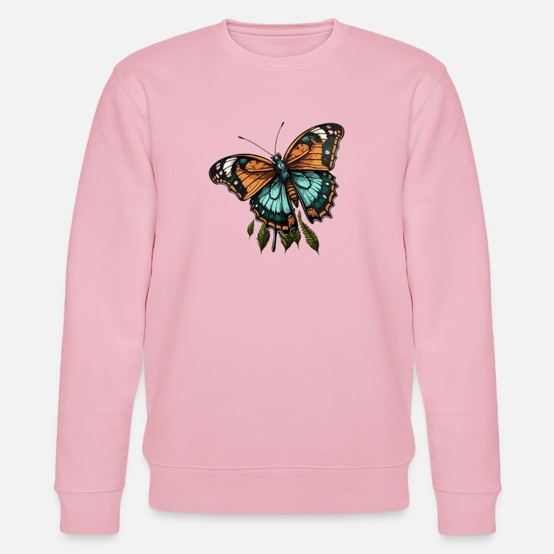 Papillon sarcelle orange - Sweat bio CHANGER Stanley/Stella Unisexe - rose pâle