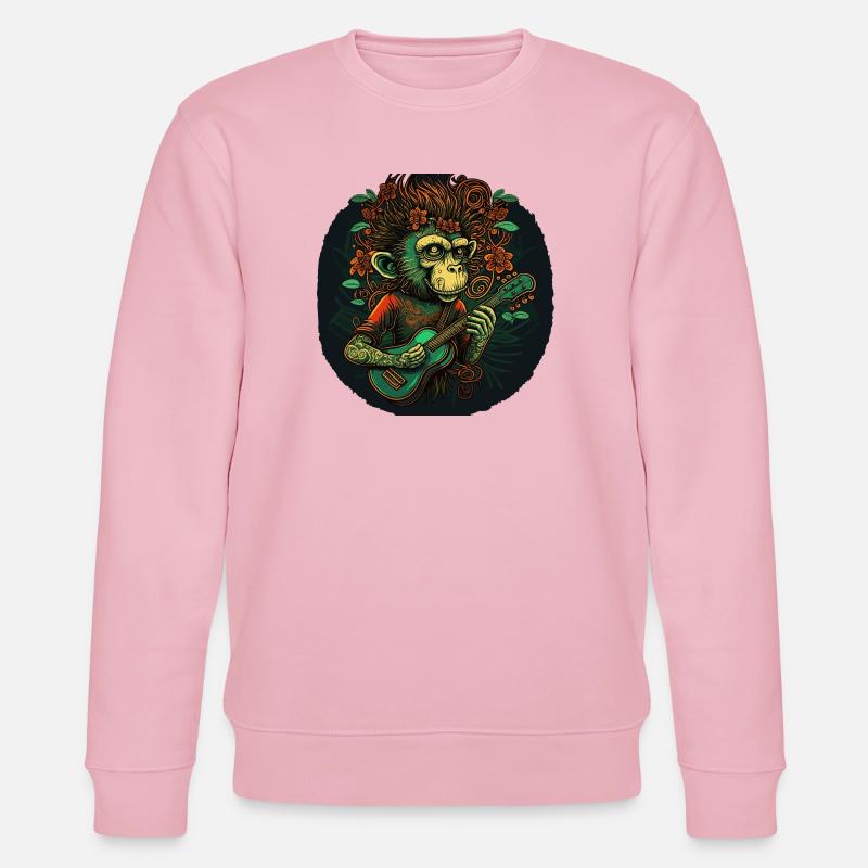 Affe mit Gitarre im Dschungel - Stanley/Stella Unisex Bio-Sweatshirt CHANGER  - Hellrosa