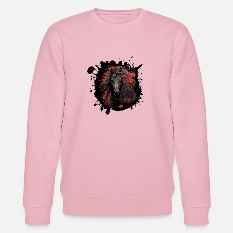 Schwarzes Pferd mit rotem Splatter - Stanley/Stella Unisex Bio-Sweatshirt CHANGER  - Hellrosa