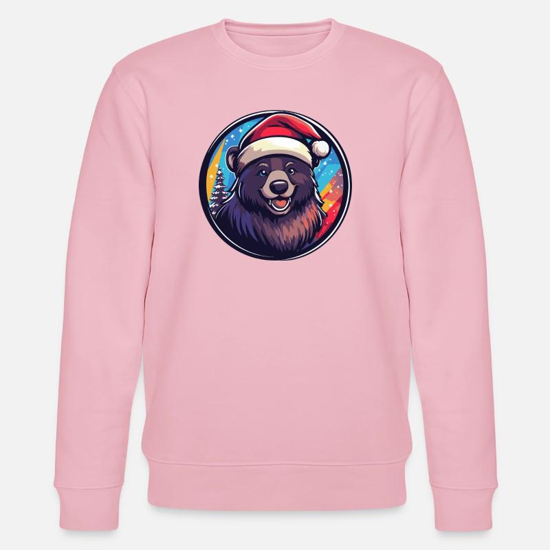 Ours avec le Père Noël Hat - Sweat bio CHANGER Stanley/Stella Unisexe - rose pâle
