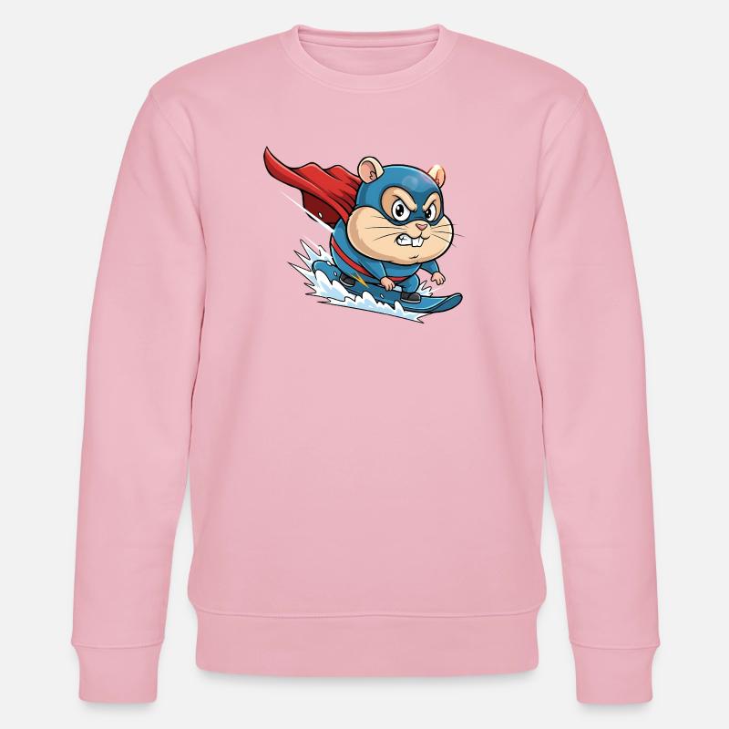 Superheld Hamster Surf Skate Cartoon - Stanley/Stella Unisex Bio-Sweatshirt CHANGER  - Hellrosa