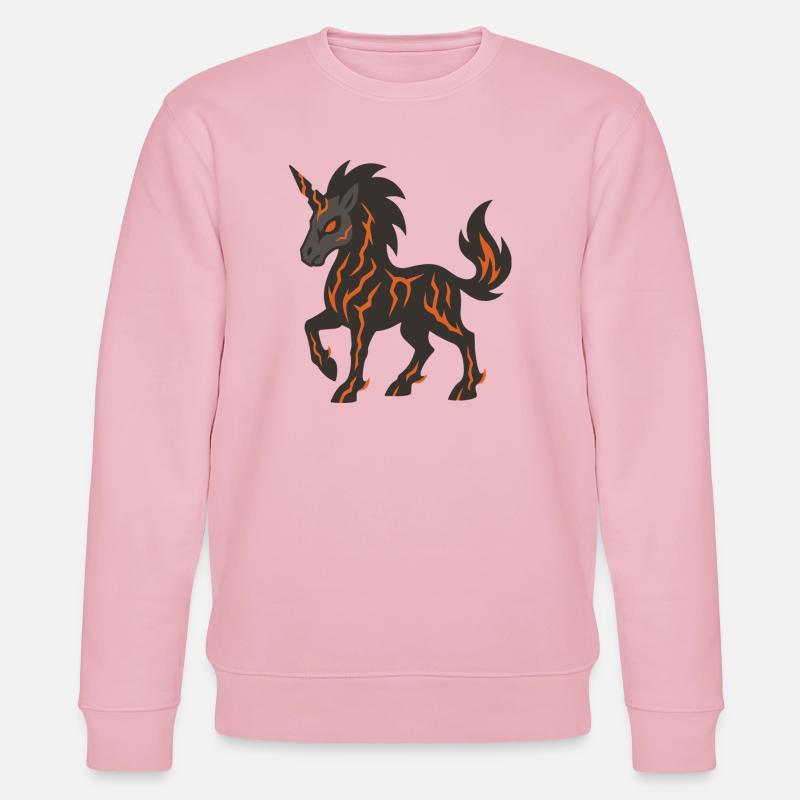 Lava-Dämonen-Einhorn mit leuchtenden Feuerknallen - Stanley/Stella Unisex Bio-Sweatshirt CHANGER  - Hellrosa