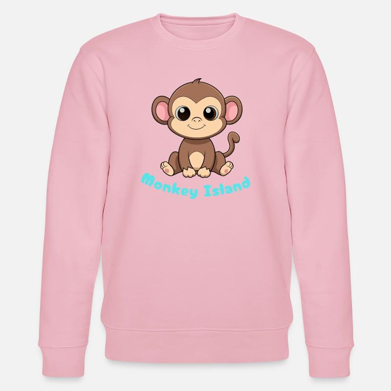 Süßer Affe auf Insel - Stanley/Stella Unisex Bio-Sweatshirt CHANGER  - Hellrosa