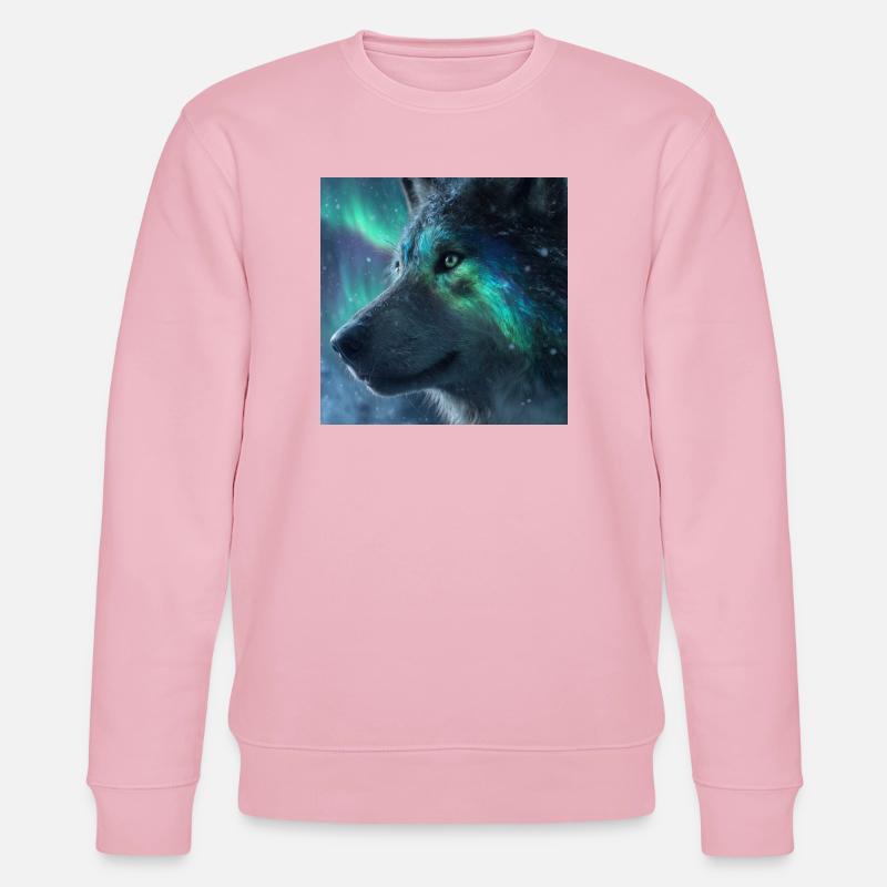 Majestätischer Wolf vor Polarlichtern - Stanley/Stella Unisex Bio-Sweatshirt CHANGER  - Hellrosa