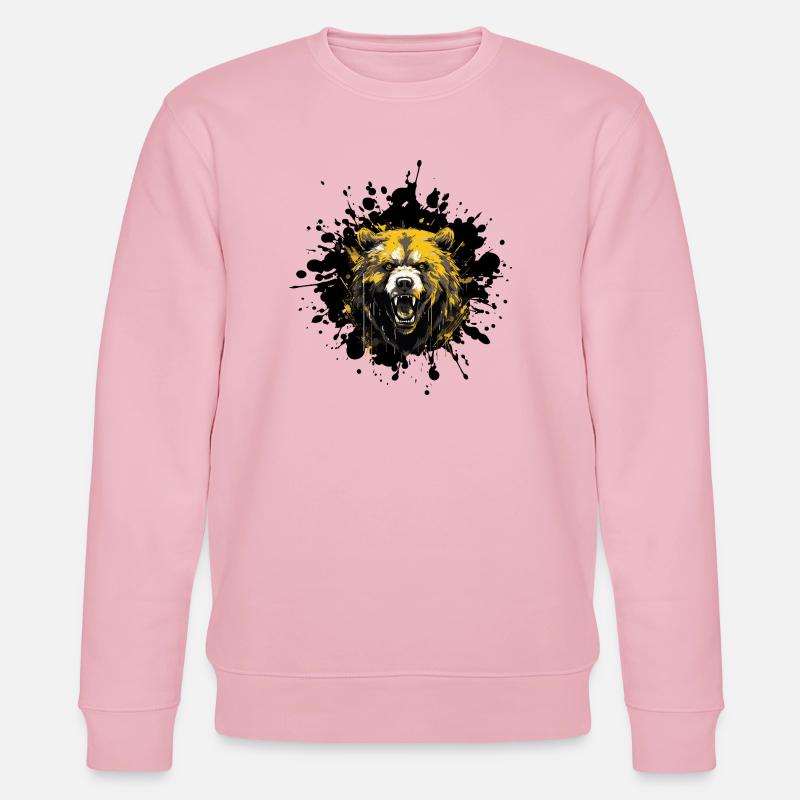 Bär Tier Farbspritzer - Stanley/Stella Unisex Bio-Sweatshirt CHANGER  - Hellrosa