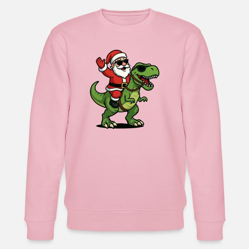 Weihnachts T Rex mit Santa Swag - Stanley/Stella Unisex Bio-Sweatshirt CHANGER  - Hellrosa