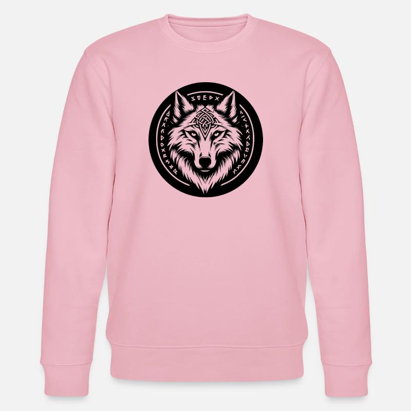 Wolf mit nordischen Symbolen - Stanley/Stella Unisex Bio-Sweatshirt CHANGER  - Hellrosa