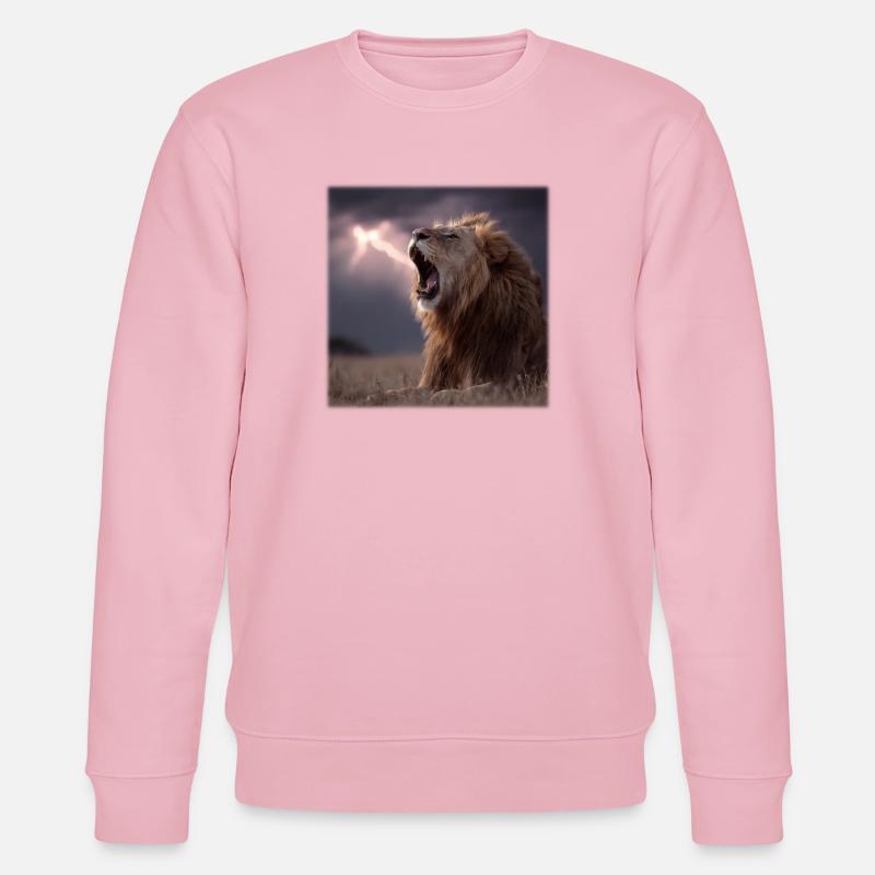 Dramatischer Roaring King Löwe im Sturm - Stanley/Stella Unisex Bio-Sweatshirt CHANGER - Hellrosa