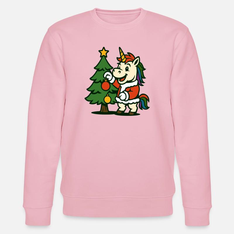 Weihnachts-Einhorn-Kunst schmückt Weihnachtsbaum - Stanley/Stella Unisex Bio-Sweatshirt CHANGER  - Hellrosa