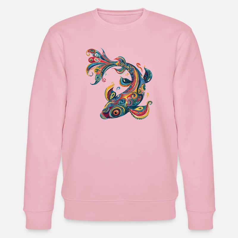 Farbwirbelfisch Muster - Stanley/Stella Unisex Bio-Sweatshirt CHANGER  - Hellrosa