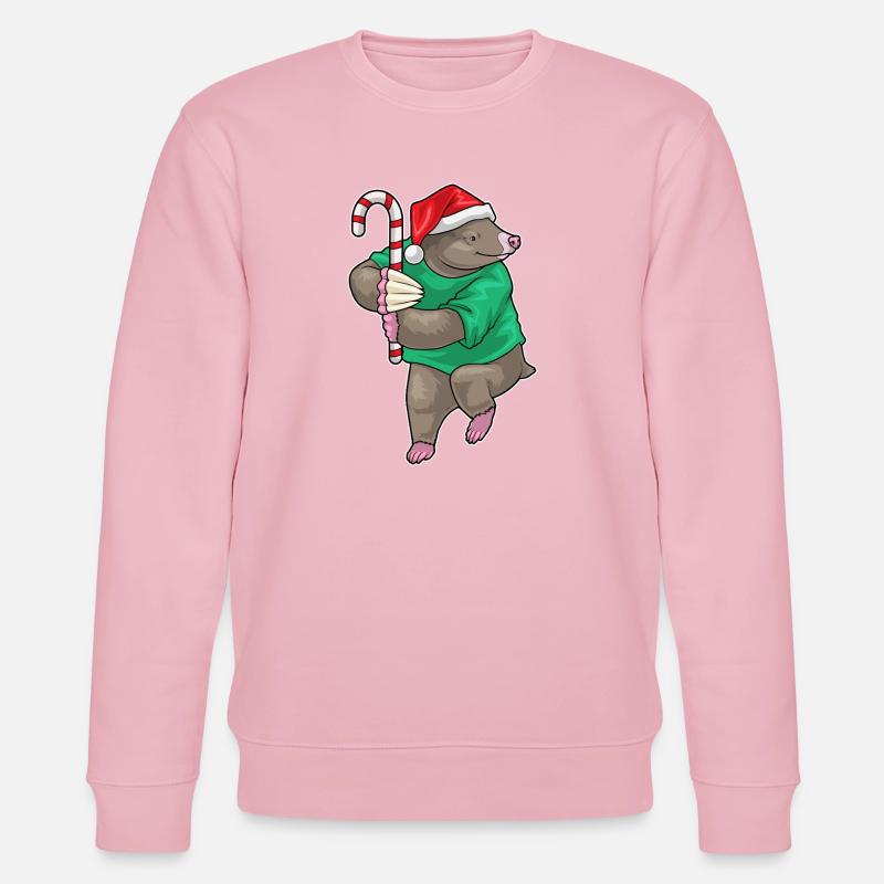 Mole Christmas candy cane - Stanley/Stella CHANGER Unisex Organic Sweatshirt - cotton pink