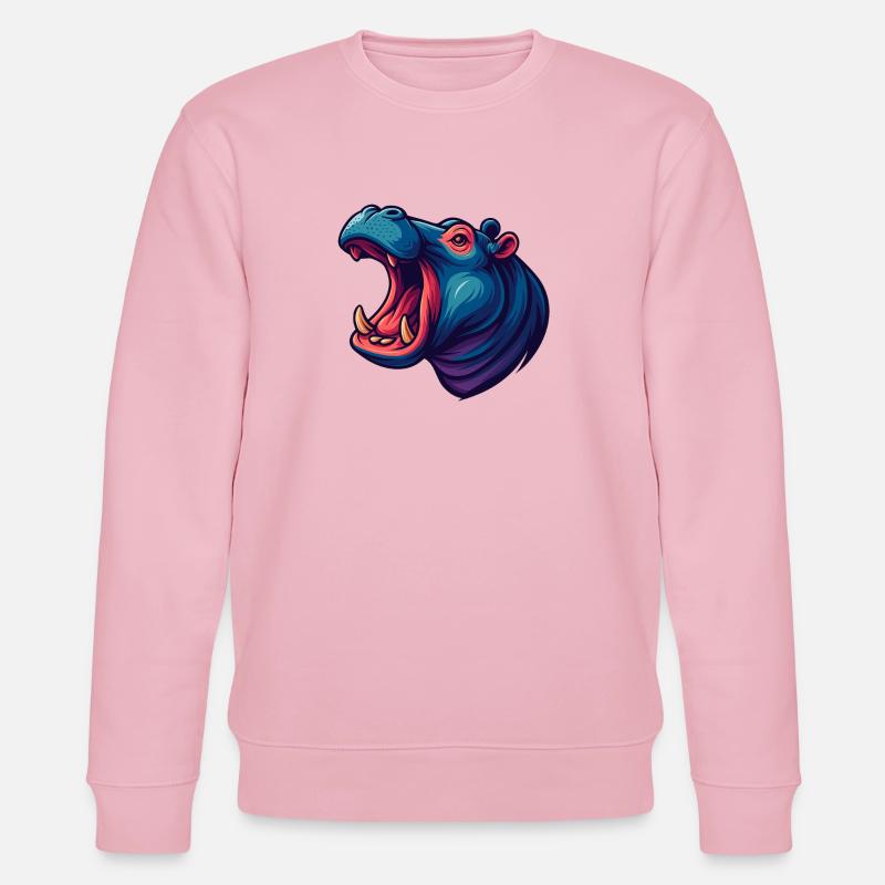 Neon hippo with an open muzzle - Stanley/Stella CHANGER Unisex Organic Sweatshirt - cotton pink