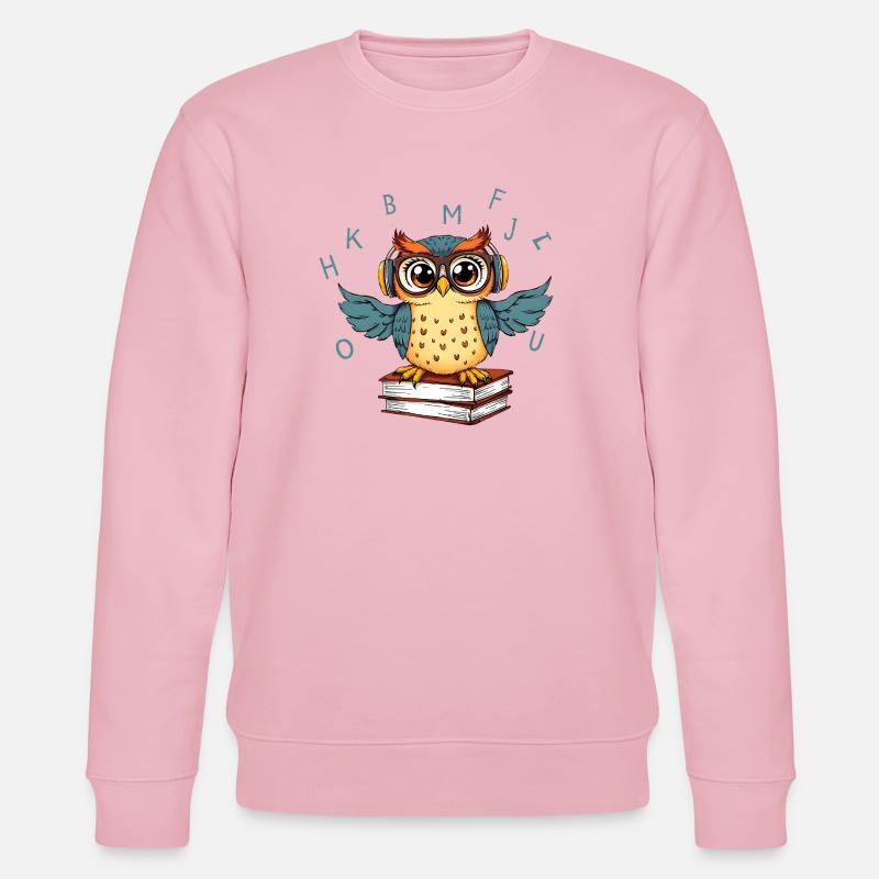 Eule auf Büchern - Stanley/Stella Unisex Bio-Sweatshirt CHANGER  - Hellrosa