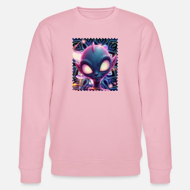 Neon-Alien Porträt im Psychedelicht - Stanley/Stella Unisex Bio-Sweatshirt CHANGER  - Hellrosa