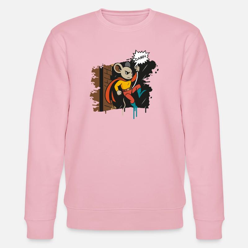 Superhelden Maus am Seil Comic Cartoon - Stanley/Stella Unisex Bio-Sweatshirt CHANGER  - Hellrosa