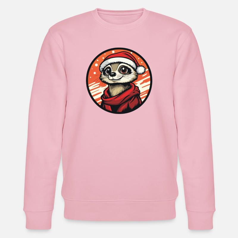 Erdmännchen  mit Santa-Hut - Stanley/Stella Unisex Bio-Sweatshirt CHANGER  - Hellrosa