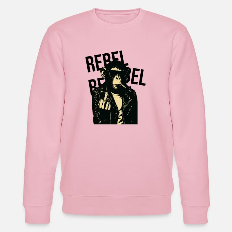Rebellischer Affe in Leder - Stanley/Stella Unisex Bio-Sweatshirt CHANGER  - Hellrosa
