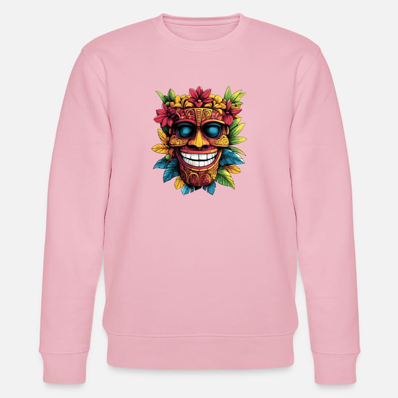Masque Tiki avec couronne florale - Sweat bio CHANGER Stanley/Stella Unisexe - rose pâle