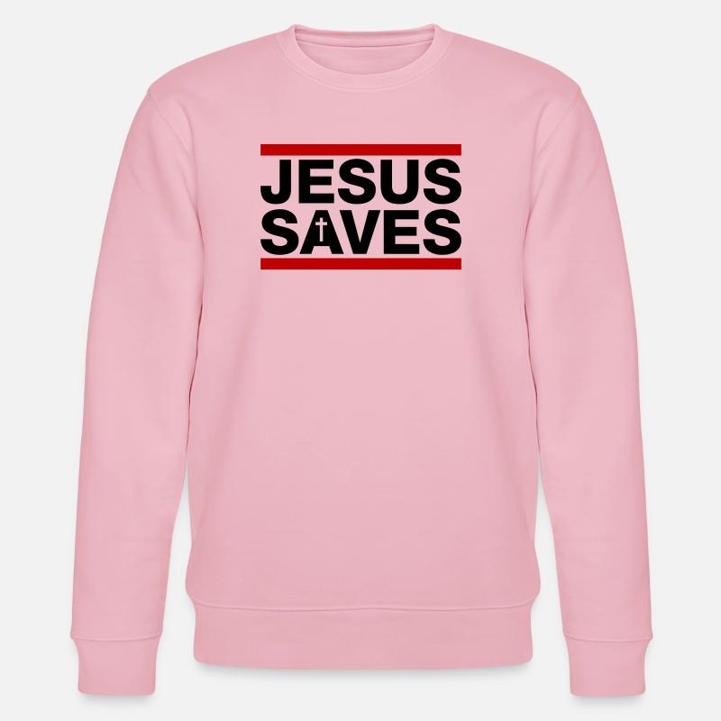 Jesus Rettet Spruch Christlich - Stanley/Stella Unisex Bio-Sweatshirt CHANGER  - Hellrosa