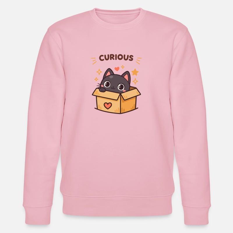 Neugierige Katze in einer Kiste - Stanley/Stella Unisex Bio-Sweatshirt CHANGER - Hellrosa