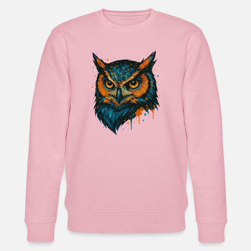 Farbige Eulenkopf Splashkunst - Stanley/Stella Unisex Bio-Sweatshirt CHANGER  - Hellrosa