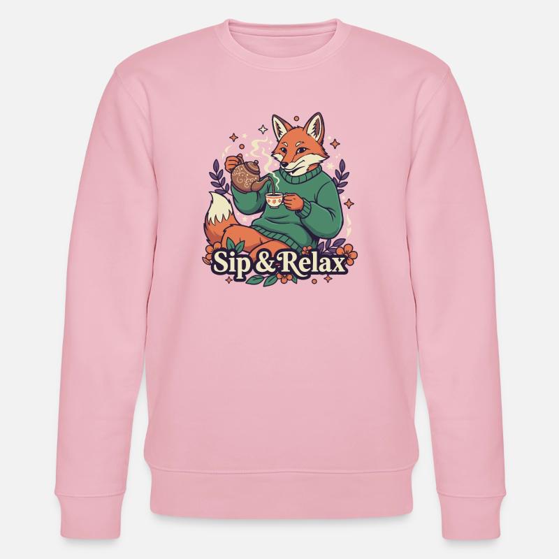 Fuchs Teezeit – Ruhe genießen - Stanley/Stella Unisex Bio-Sweatshirt CHANGER  - Hellrosa